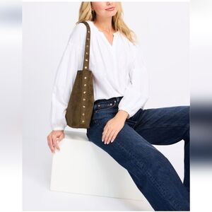 Malibu Sky Olive Studded Shoulder Bag
